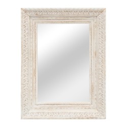 Espejo de madera con marco de madera tallado blanco