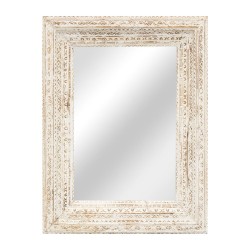 Espejo con marco de madera tallado blanco
