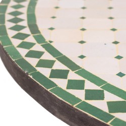 Mesa de mosaico blanco y verde