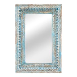 Espejo marco de madera azul