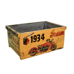 Caja de madera vintage dibujo moto