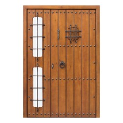 Puerta exterior de madera con fijo