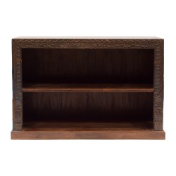Librería de madera baja tallada