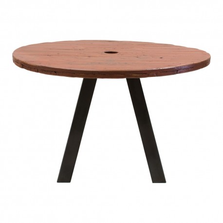 Mesa de comedor tablero madera patas forja