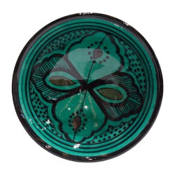 Cuenco cerámica 12cm verde agua-negro