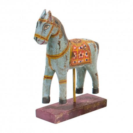 Figura de caballo de madera azul