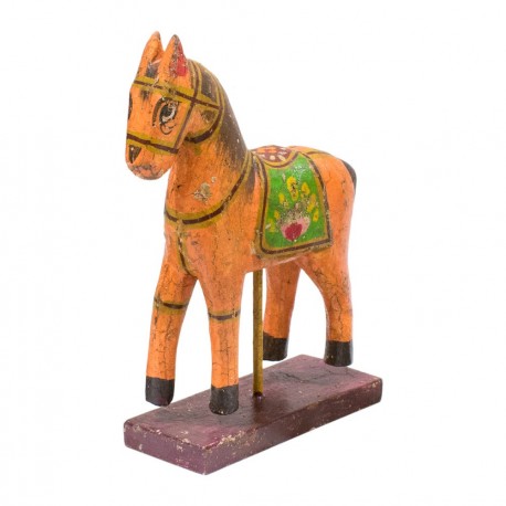 Figura de caballo de madera naranja