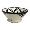 Cuenco cerámica 10cm blanco y negro diseño flor 12 pétalos