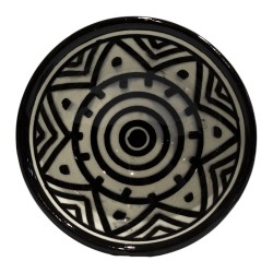 Cuenco cerámica 10cm blanco y negro diseño sol