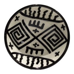 Cuenco cerámica 10cm blanco y negro tribal