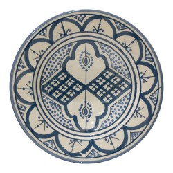 Plato cerámica 18 cm azul y blanco rombos.