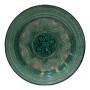 Plato cerámica 41cm floral grabado en verde azulado