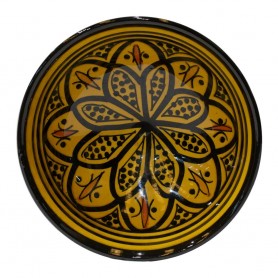 Cuenco cerámica 15cm en mostaza y negro flor