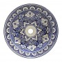 Lavabo rústico cerámica decorado encaje azul y blanco - Imagen 2