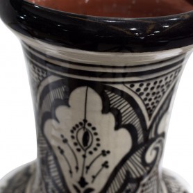 Jarrón cerámica dibujo negro artesanal