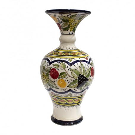 Jarrón cerámica dibujo artesanal floral