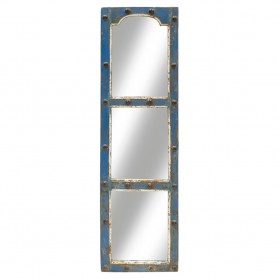 Espejo rectangular puerta antigua azul