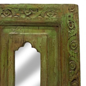 Panel alargado tallado verde con espejo