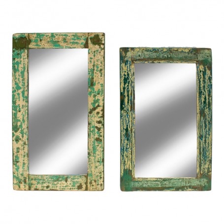 Espejo con marco verde y crema