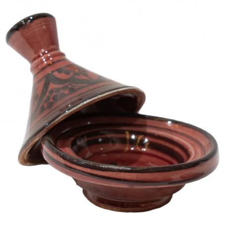 Tajine cerámica árabe rojo y negro
