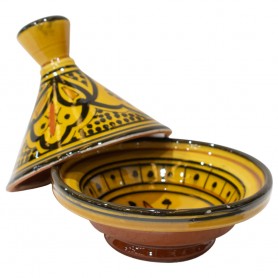 Tajine cerámica árabe amarillo-negro