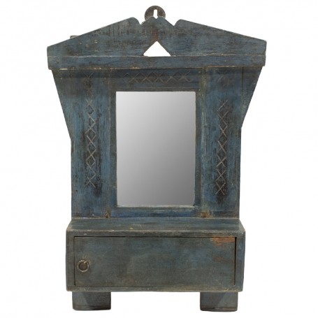 Espejo cajón antiguo talla hindú