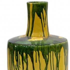 Florero cerámica verde y amarillo