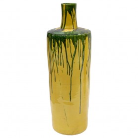 Florero cerámica verde y amarillo