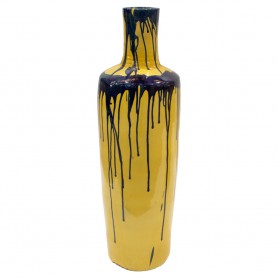 Florero cerámica amarillo y azul