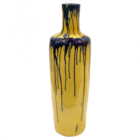 Florero cerámica amarillo y azul