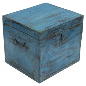 Baúl-caja azul vintage