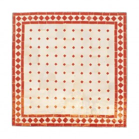 Mesa mosaico blanco-rojo 50x50 cm