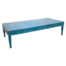 Mesa de centro madera azul