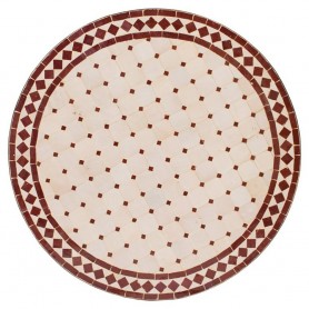 Mesa mosaico blanco-rojo 80cm