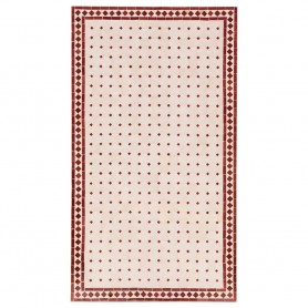 Mesa mosaico rectangular blanco-rojo