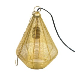 Lámpara de techo de alambre dorada con forma piramidal