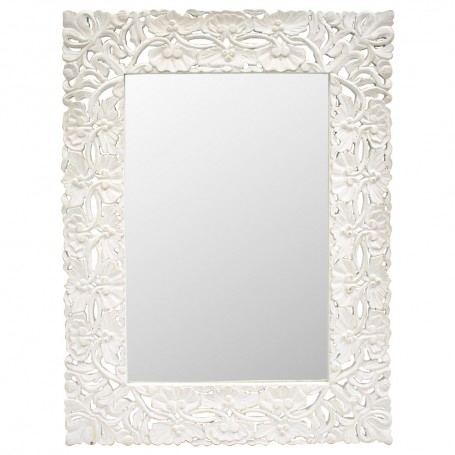 Comprar espejo blanco de madera grande tallado