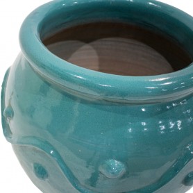 Macetero jarrón cerámica azul