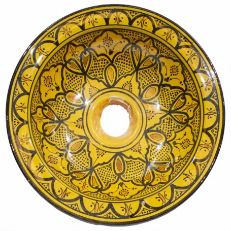 Lavabo rústico de cerámica amarillo