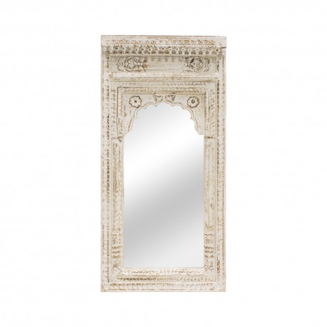 Espejo blanco grande tallado