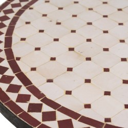 Mesa mosaico 70cm blanco-rojo